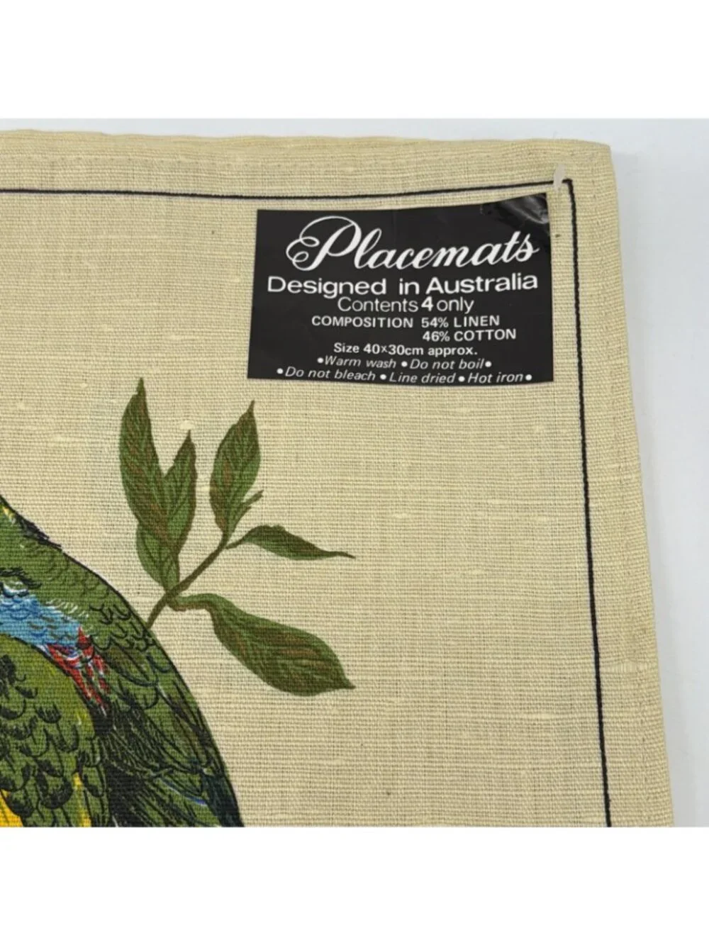 Australian Parrots Birds Placemats Set Of 4 Print Vibrant Australia Linen Cotton